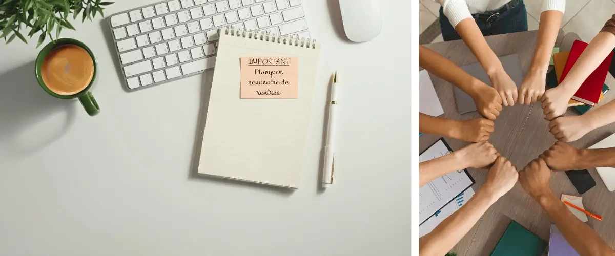 2 visuels représentants un séminaire d'entreprise