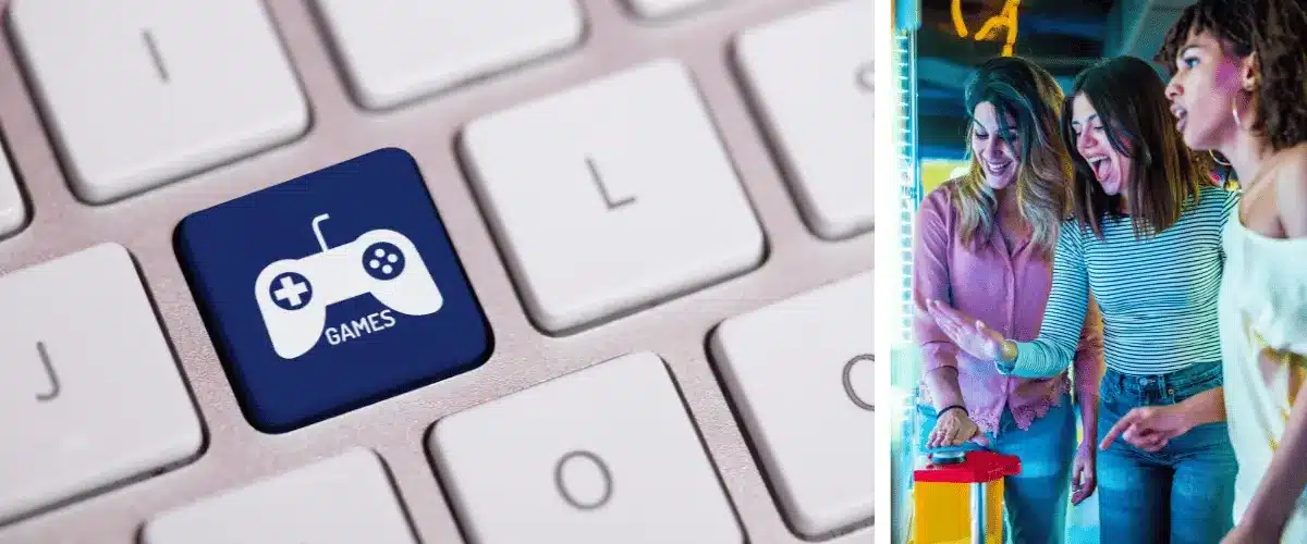 2 visuels pour illustrer les animations par la gamification dans les événements d'entreprise (bornes d'arcades, etc...)